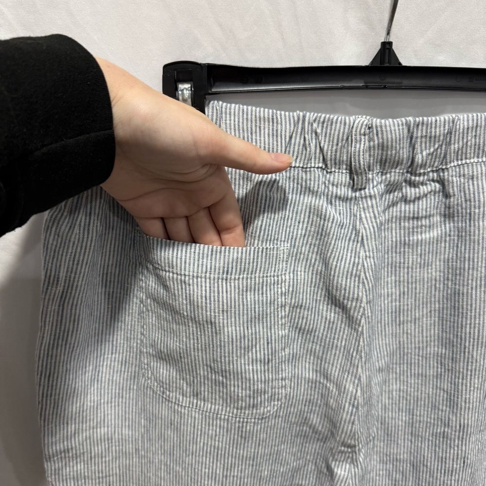Quince Linen Pull On Pants L Pinstripe Linen Lightweight Summer Trouser Vacation - Picture 9 of 14